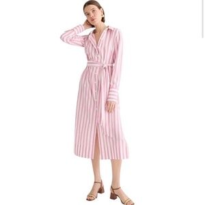 NWT JCREW Pink Striped Long-Sleeve Shirtdress